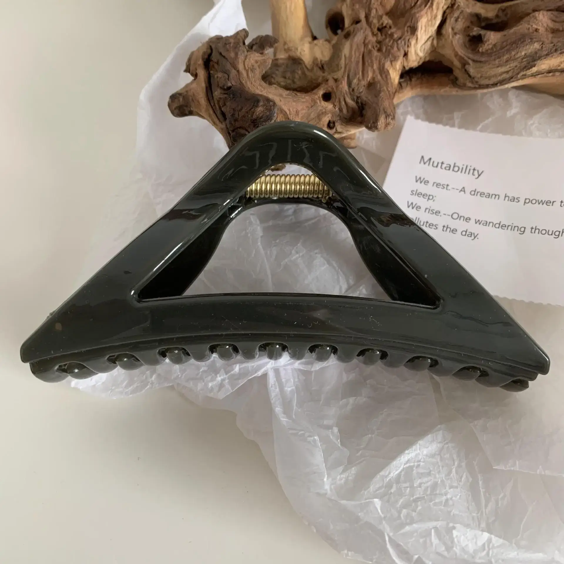 French Acetic Acid Hairpin Peacock Blue Back Clip Triangle Hollow Grab Large Hair Accessories - Image 2