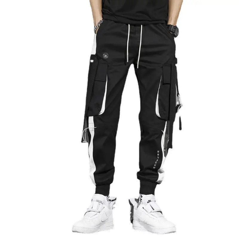 Men's White Cargo Pants with Crossbody Strap & High Top