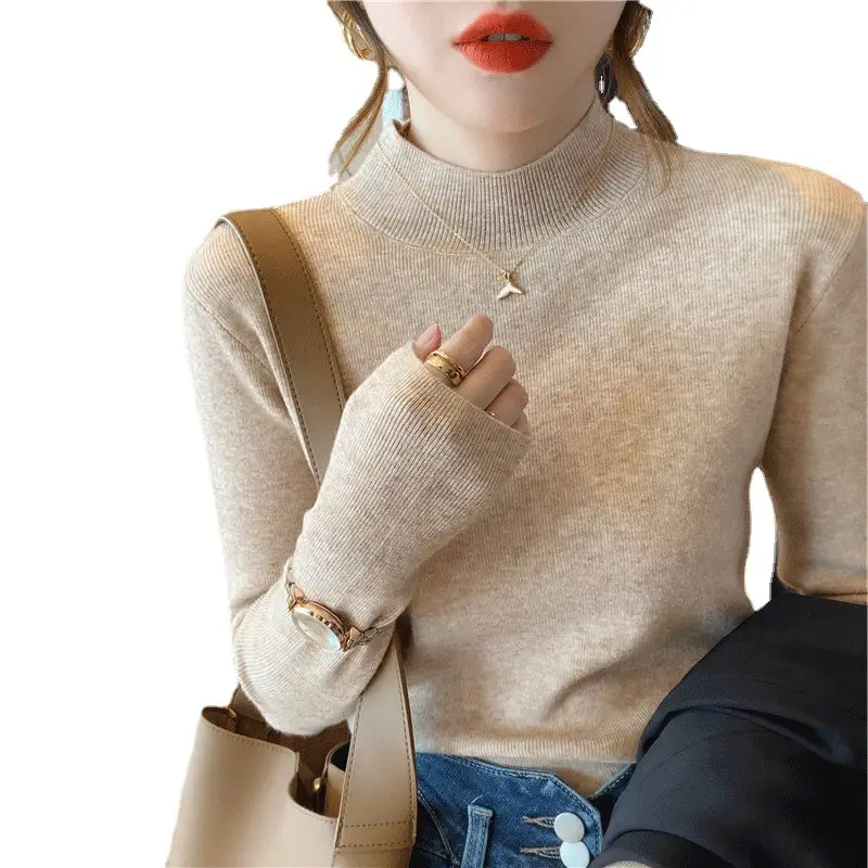 Women Wool Knitted Turtleneck Sweater Autumn Winter Slim Fit