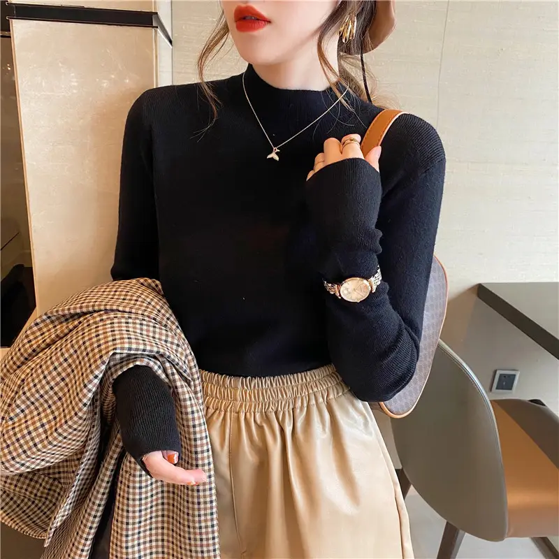 Women Wool Knitted Turtleneck Sweater Autumn Winter Slim Fit