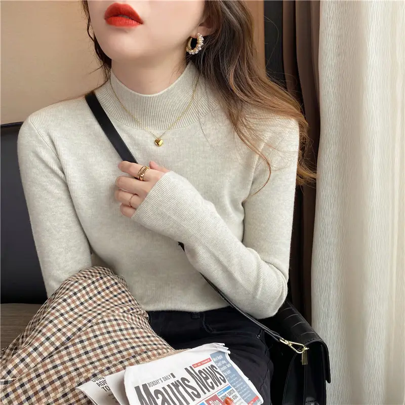 Women Wool Knitted Turtleneck Sweater Autumn Winter Slim Fit