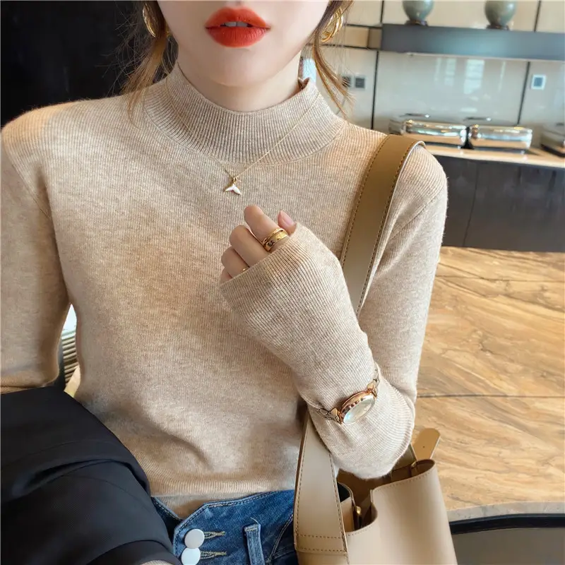 Women Wool Knitted Turtleneck Sweater Autumn Winter Slim Fit