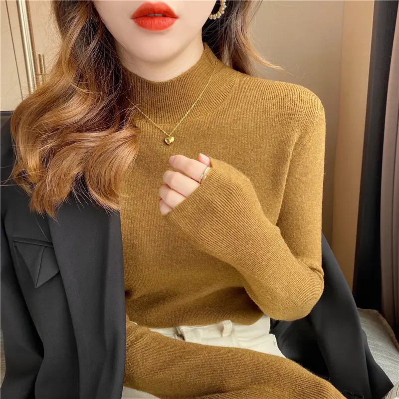 Women Wool Knitted Turtleneck Sweater Autumn Winter Slim Fit