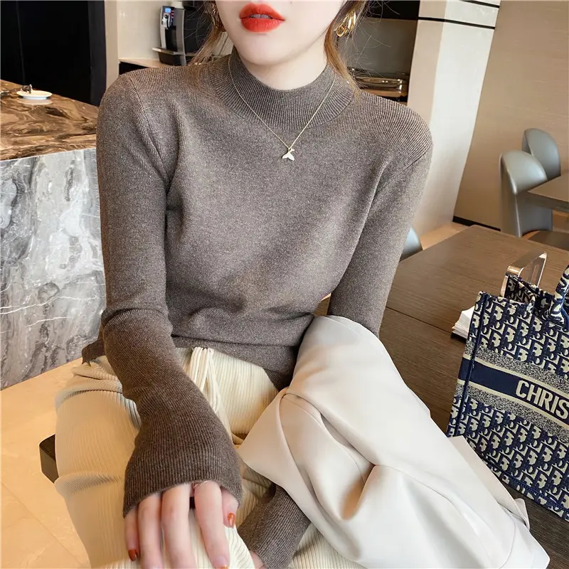 Women Wool Knitted Turtleneck Sweater Autumn Winter Slim Fit