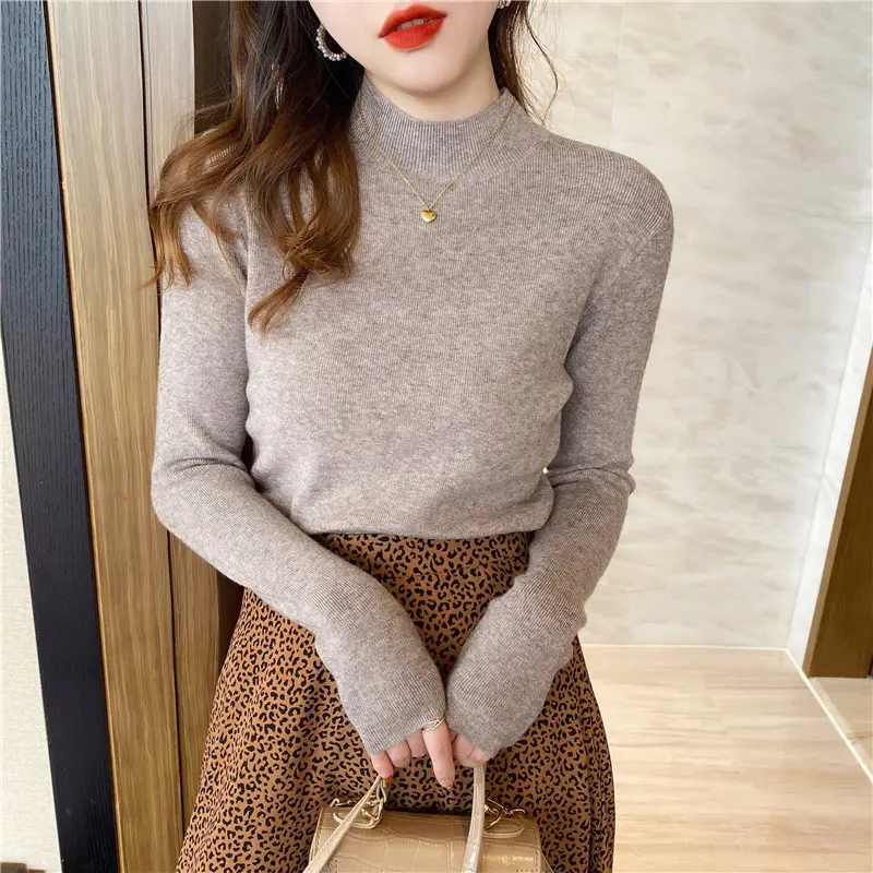 Women Wool Knitted Turtleneck Sweater Autumn Winter Slim Fit
