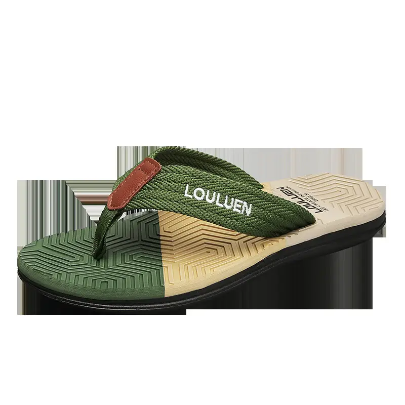Louveau Navy Yellow Beach Flip Flops for Men