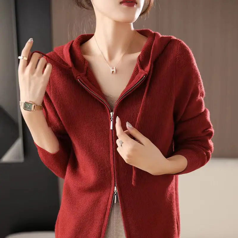 Women Blue Zipper Hoodie Jacket 2025 Winter Outerwear - Image 5