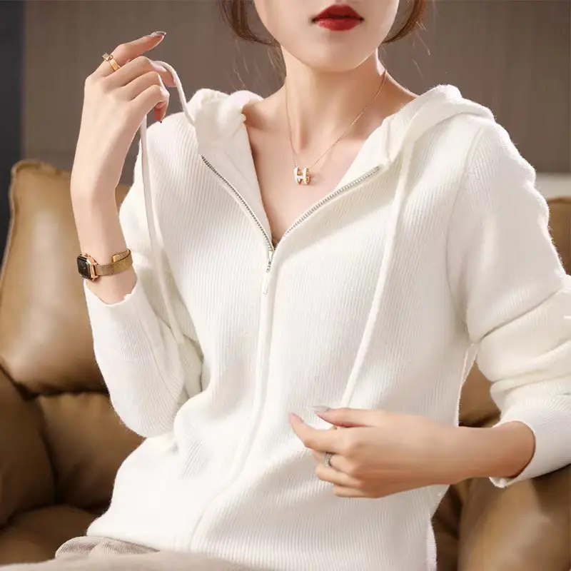 Women Blue Zipper Hoodie Jacket 2025 Winter Outerwear - Image 3