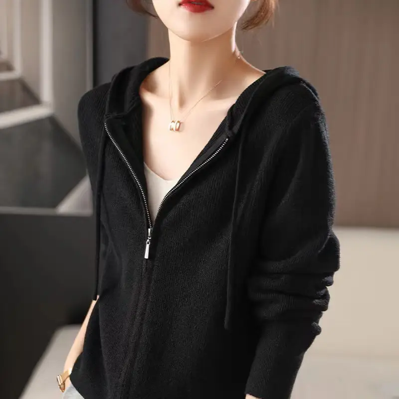 Women Blue Zipper Hoodie Jacket 2025 Winter Outerwear - Image 2