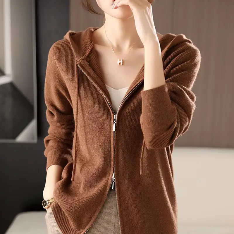 Women Blue Zipper Hoodie Jacket 2025 Winter Outerwear - Image 6