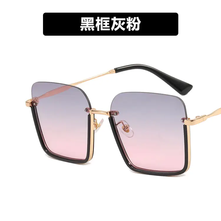 Kedun 2022 Sunglasses Black Frame Pink Gradient Large Frame - Image 2