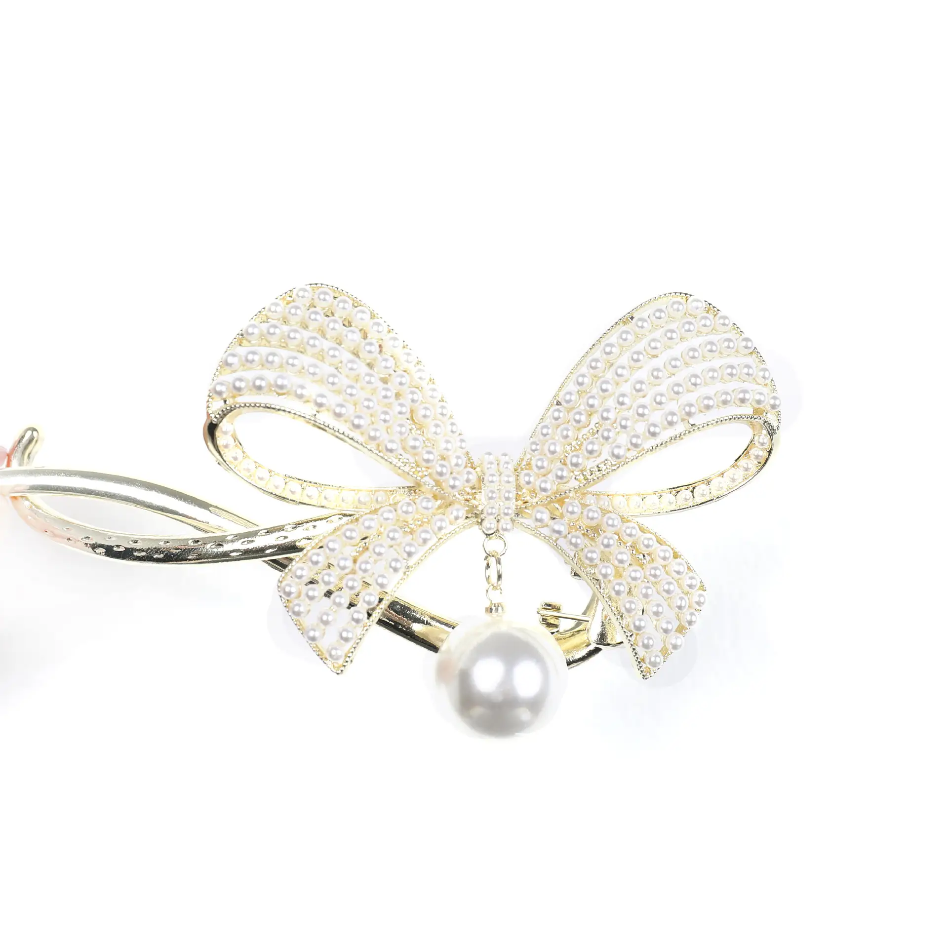Rhinestone Bow Pearl Hair Clip for Women - Image 6