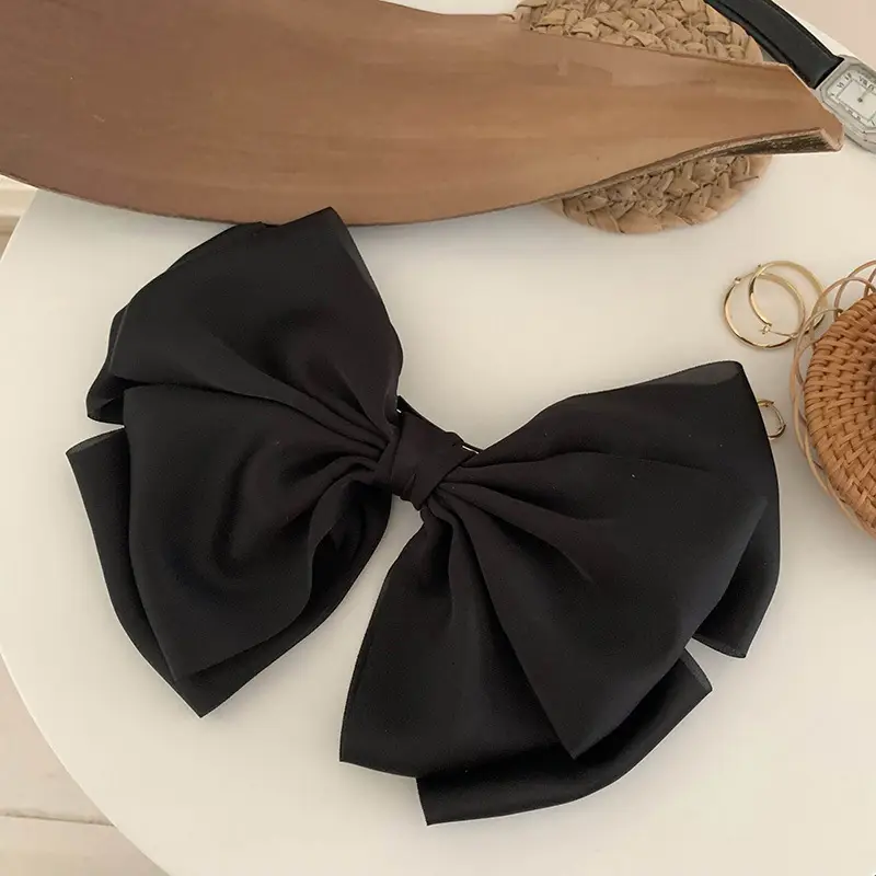 French Style Black Large Bow Hair Clip for Women - Image 5