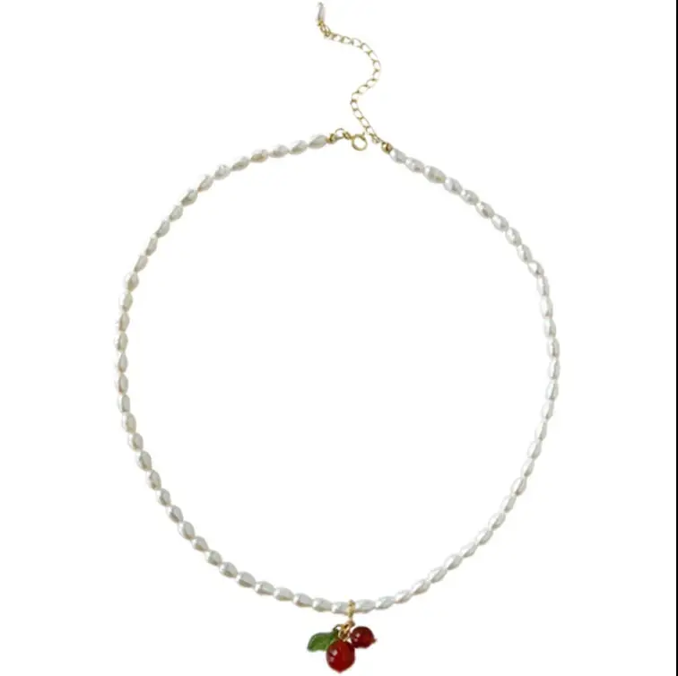 Retro Pearl Cherry Necklace for Girls - Image 7