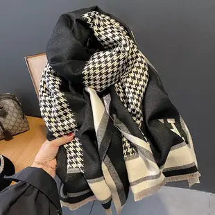 Women's 5-Pont Star Tassel Scarf Brown Cream Quilted Winter — feature 3