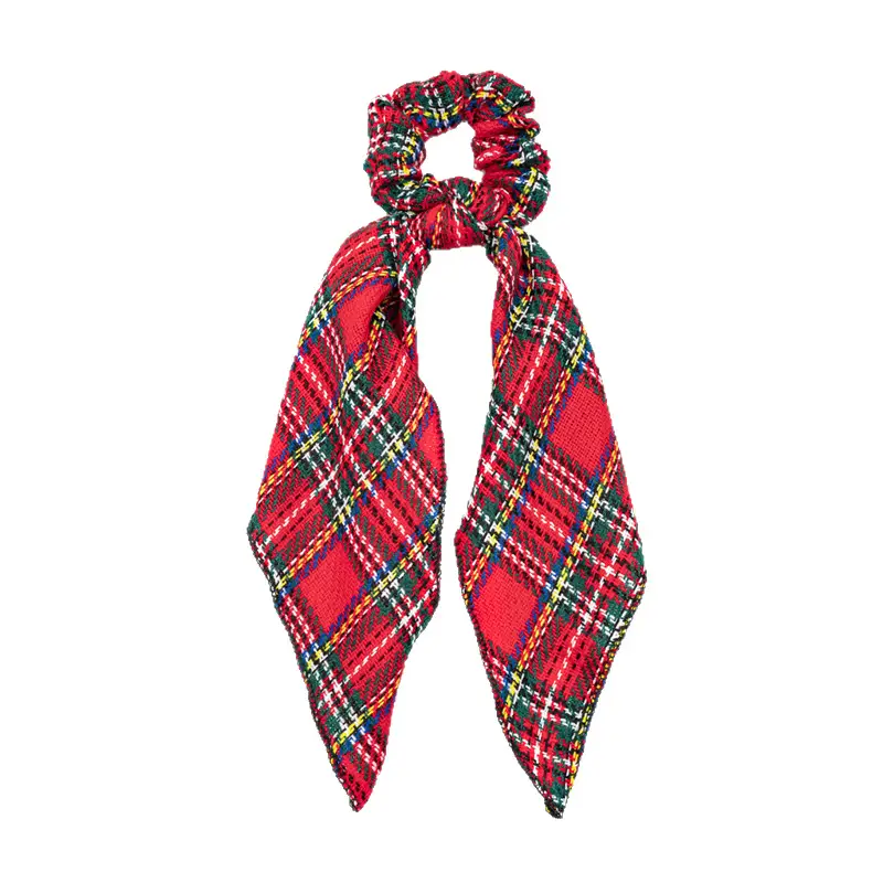 Christmas Hair Accessories Red Plaid Bowel Ring Headrope Pony - Image 8