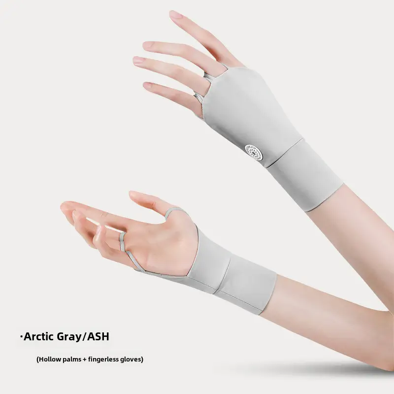 Women Ice Silk Sunscreen Gloves Arctic Gray - Image 3