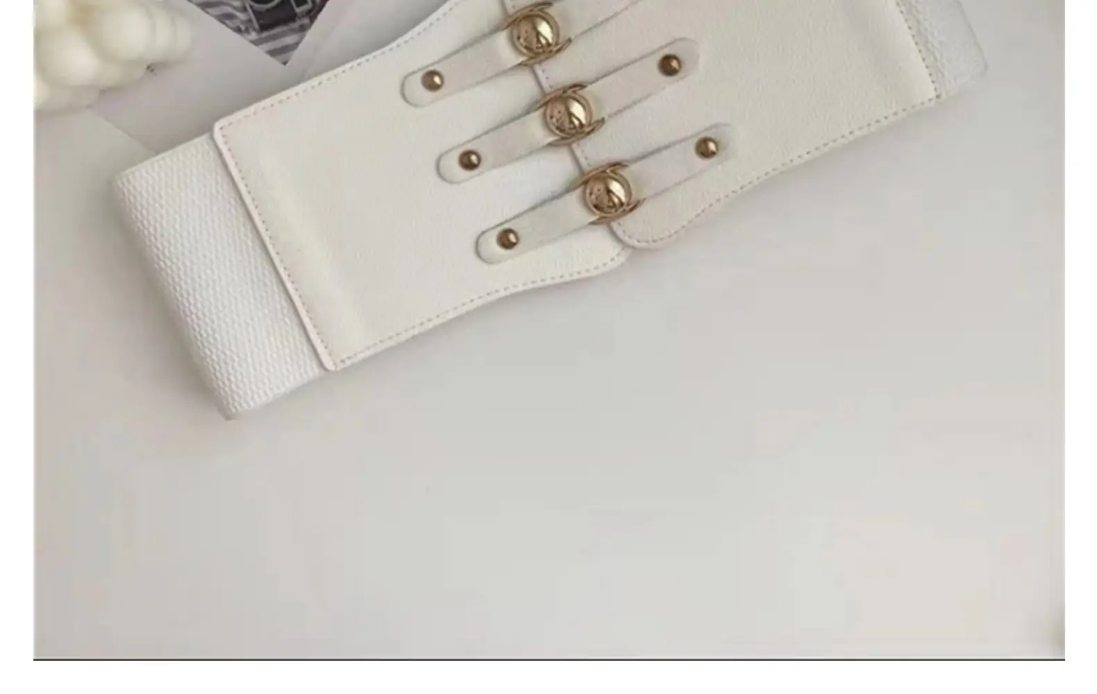 Wide Girdle Belt for Women Black Brown White with Metal Buckle — feature 15