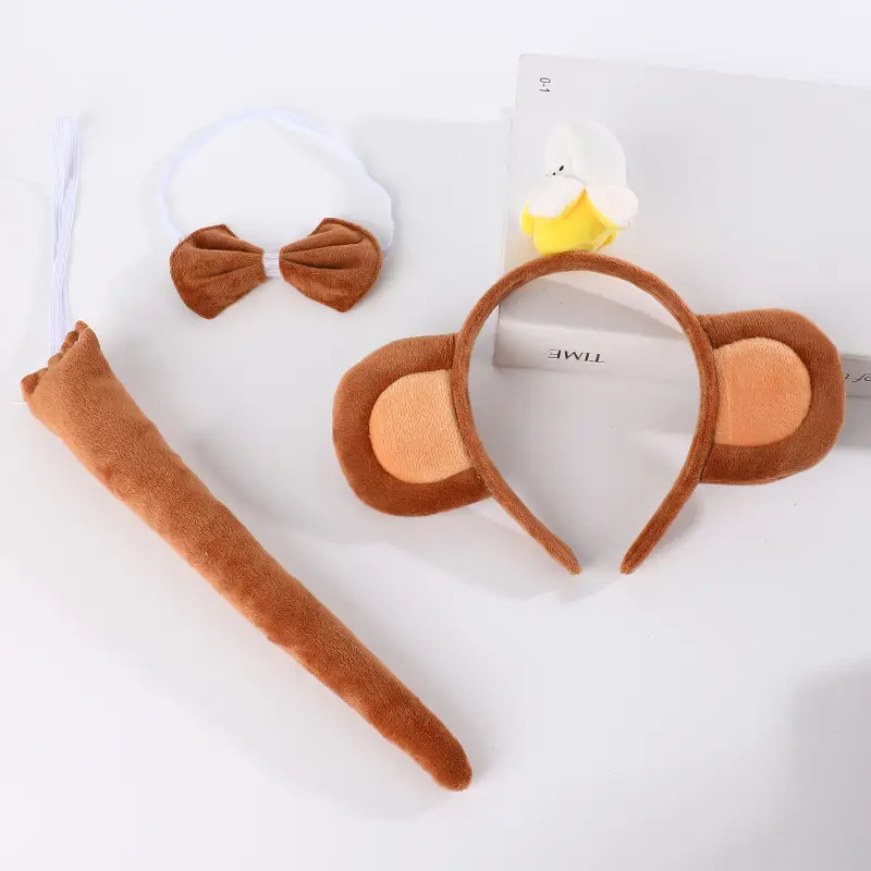 Plush Banana Monkey Headband Set for Girls - Image 15