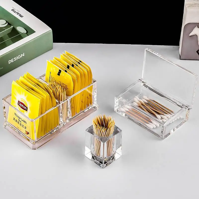 Clear Acrylic Guest Room Storage Box with 3 Grids - Image 16