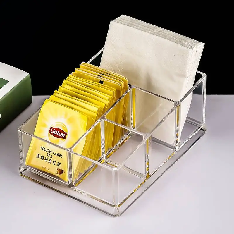 Clear Acrylic Guest Room Storage Box with 3 Grids - Image 17