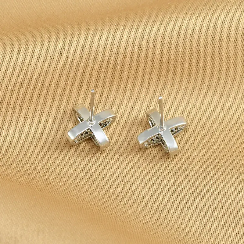 S925 Silver Cross Stud Earrings for Women