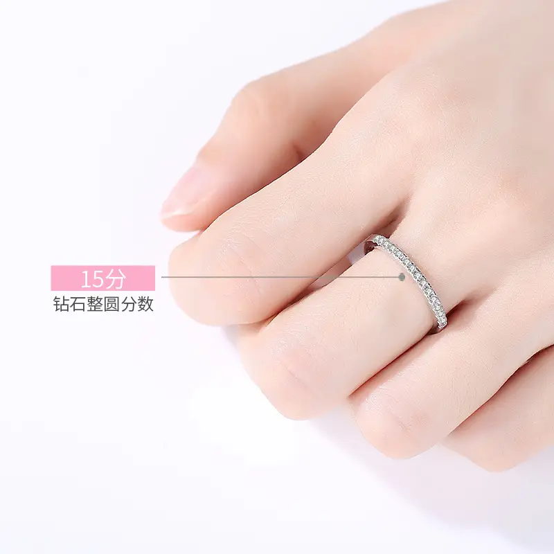 Moissanite Diamond Ring for Women Sterling Silver Half-Circle - Image 2