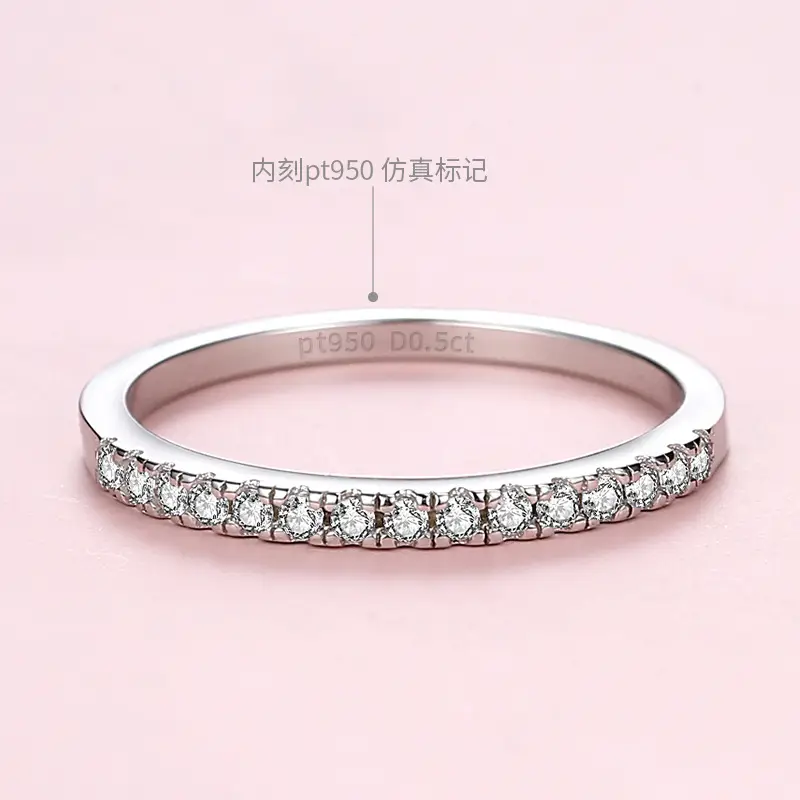 Moissanite Diamond Ring for Women Sterling Silver Half-Circle - Image 4