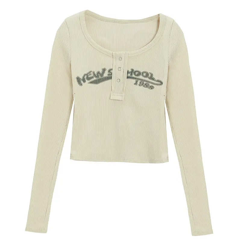 Hot Girl Tops for Women in Autumn Winter Short European American Niche Sexy Bottoming Shirts Unique Design Tight T-Shirts Trbottomy - Image 2