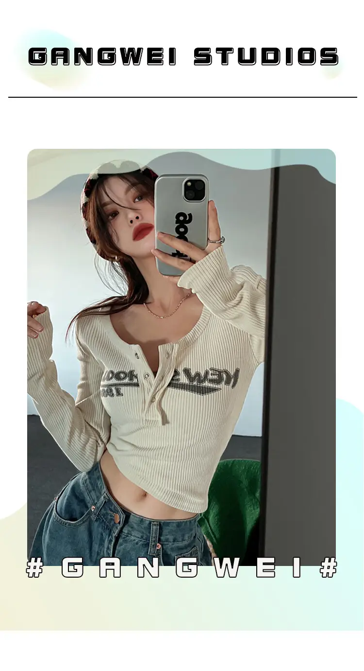 Hot Girl Tops for Women in Autumn Winter Short European American Niche Sexy Bottoming Shirts Unique Design Tight T-Shirts Trbottomy — feature 33