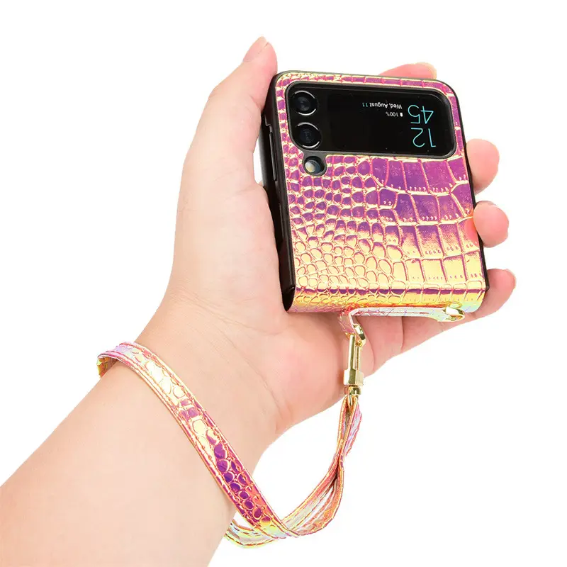 Pearlescent Z Flip5 Mobile Phone Case with One-Piece Lanyard - Image 5
