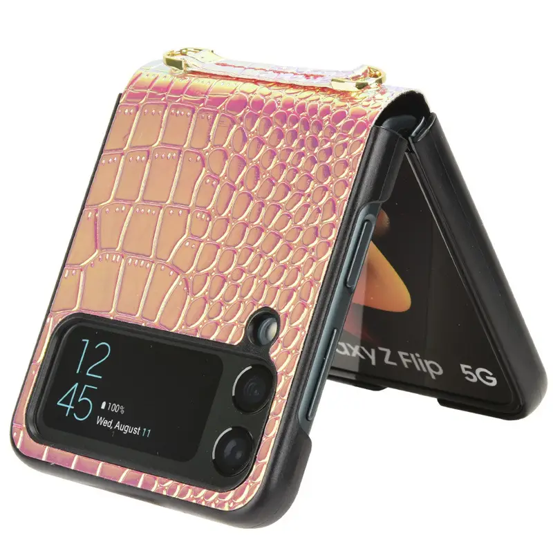 Pearlescent Z Flip5 Mobile Phone Case with One-Piece Lanyard - Image 8