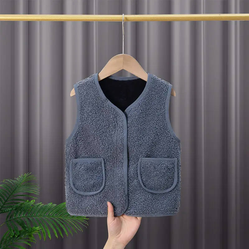 Baby Fleece Lined Vest Grey for Boys Girls Autumn Winter - Image 3