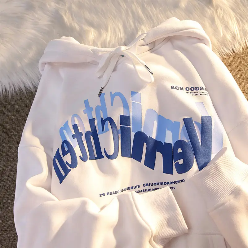Women's White Letter Print Hooded Sweatshirt 2025 Winter — feature 6