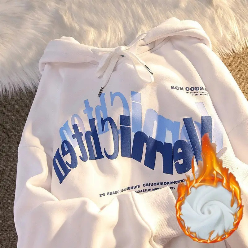 Women's White Letter Print Hooded Sweatshirt 2025 Winter - Image 6