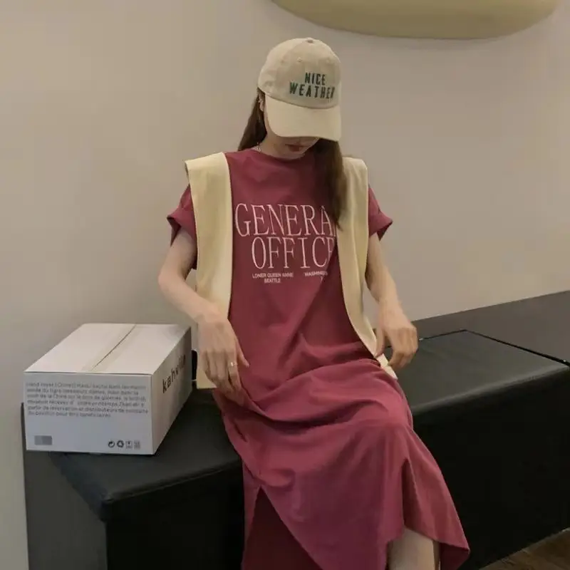 Women Short Sleeve T-Shirt Dress Maroon 2025 - Image 2