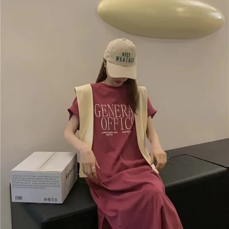 Women Short Sleeve T-Shirt Dress Maroon 2025 — feature 2