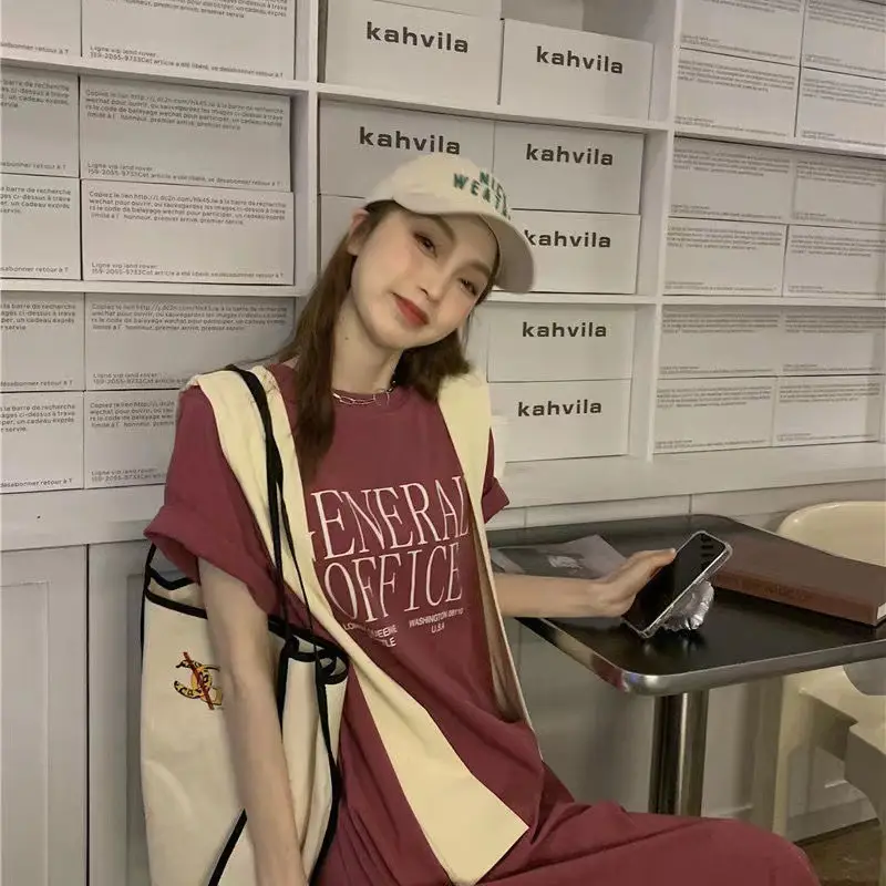 Women Short Sleeve T-Shirt Dress Maroon 2025 — feature 6
