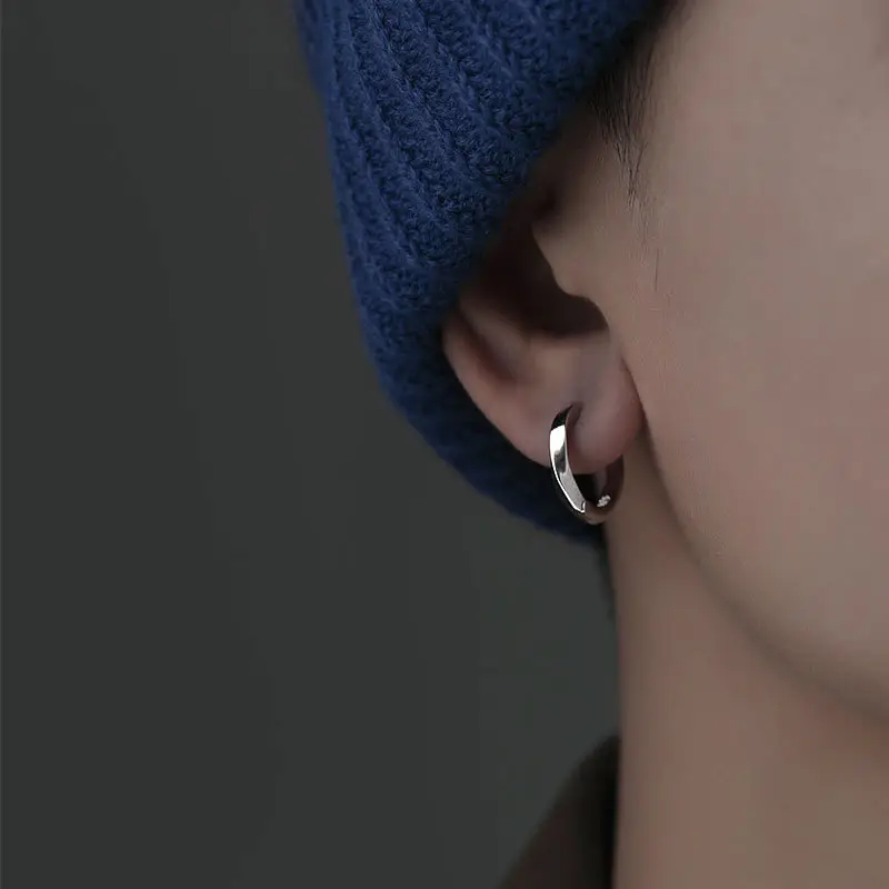 Men's Stud Earrings Pure S925 Sterling Silver Cold Style - Image 5