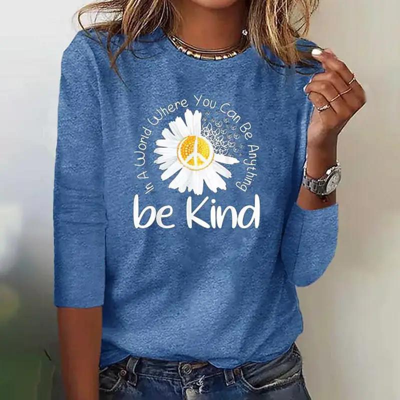 3D Printed Long Sleeve Women's Top Orange Green - Image 13