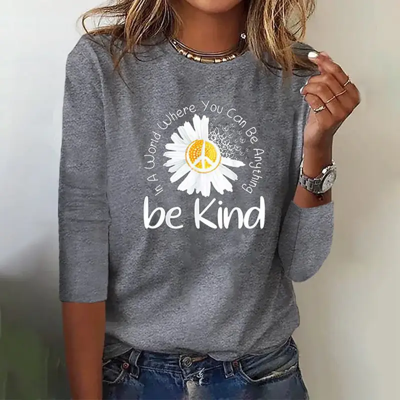 3D Printed Long Sleeve Women's Top Orange Green - Image 14