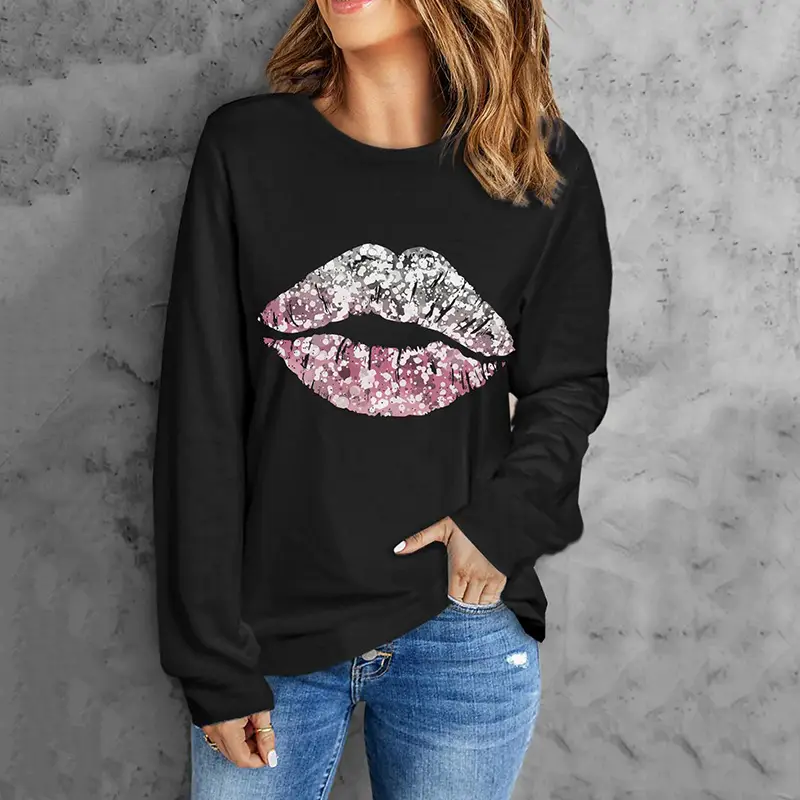 3D Printed Long Sleeve Women's Top Orange Green - Image 21