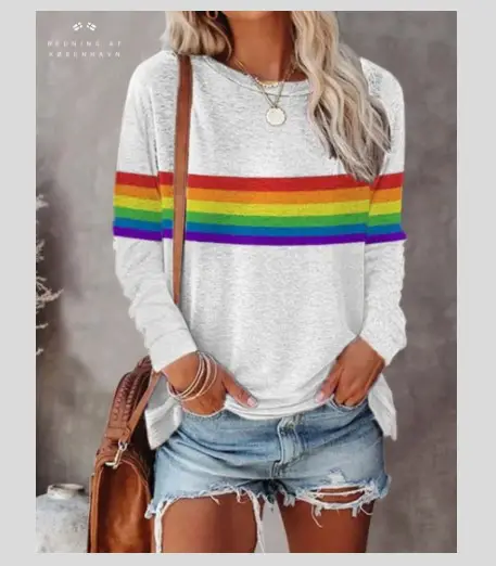 3D Printed Long Sleeve Women's Top Orange Green - Image 22