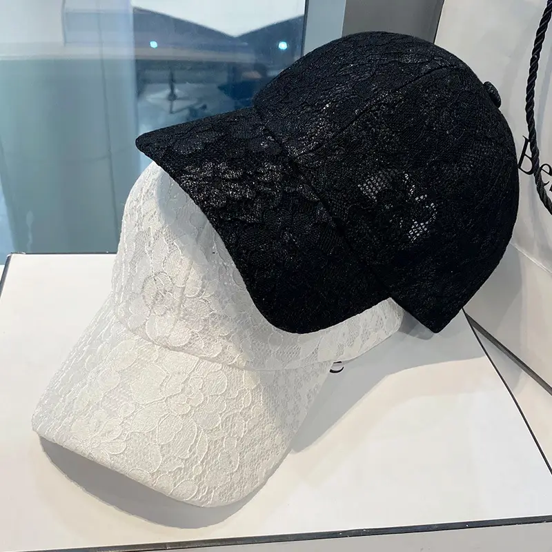 Black Lace Flower Baseball Cap for Women - Image 5
