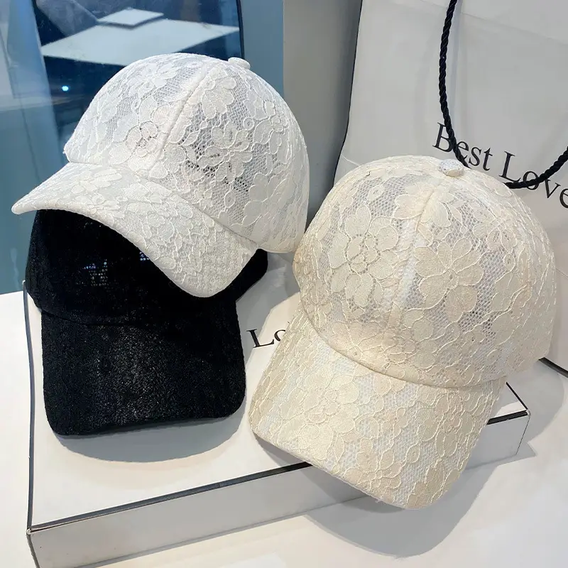 Black Lace Flower Baseball Cap for Women - Image 6
