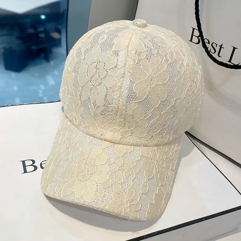 Black Lace Flower Baseball Cap for Women - Image 3