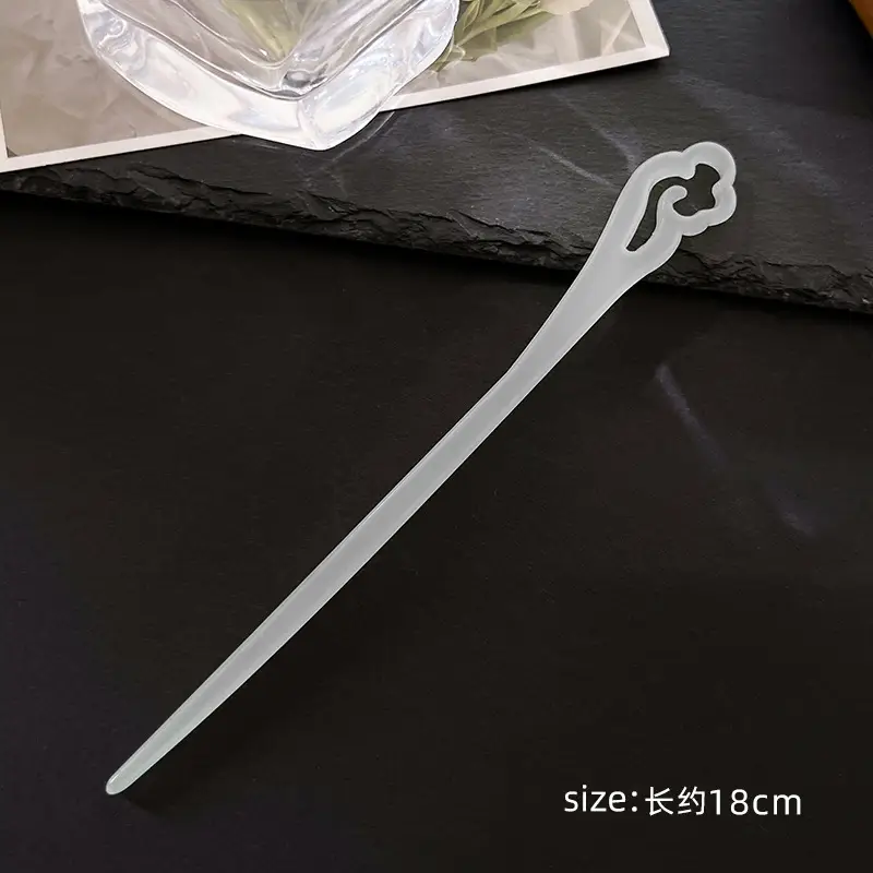White Jade Hairpin Women's Modern Antique Hanfu Accessory - Image 9