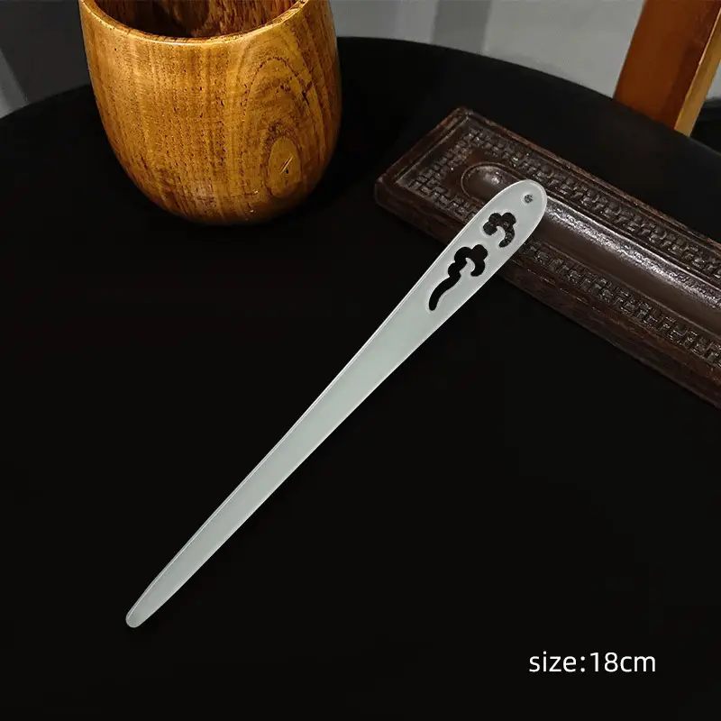 White Jade Hairpin Women's Modern Antique Hanfu Accessory - Image 11
