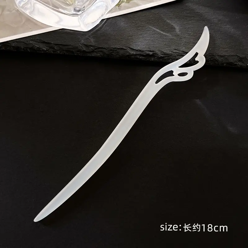White Jade Hairpin Women's Modern Antique Hanfu Accessory - Image 2