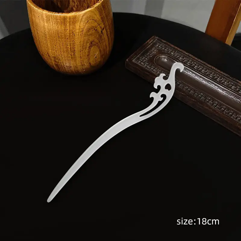 White Jade Hairpin Women's Modern Antique Hanfu Accessory - Image 5